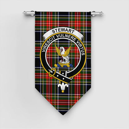 Stewart Black Tartan Crest Gonfalon