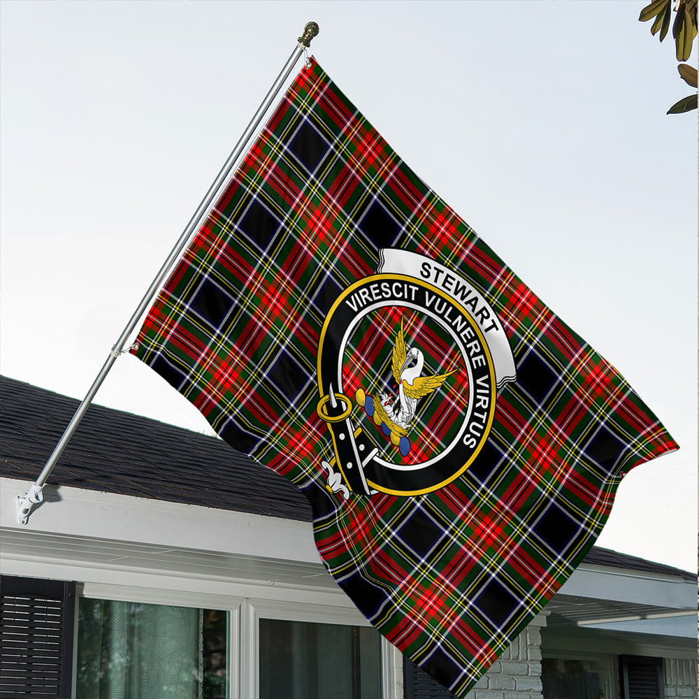 Stewart Black Tartan Classic Crest House Flag