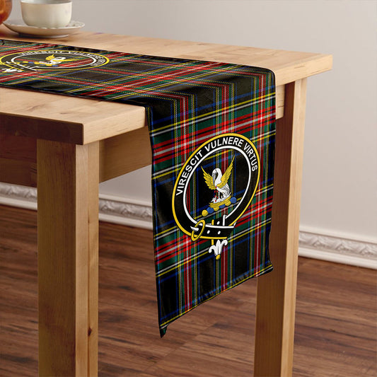 Stewart Black Modern Tartan Crest Table Runner