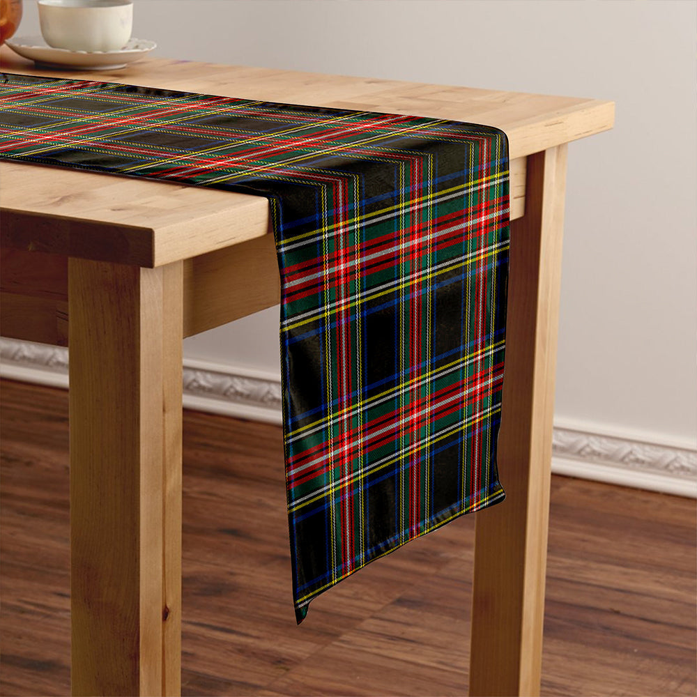 Stewart Black Modern Tartan Crest Table Runner
