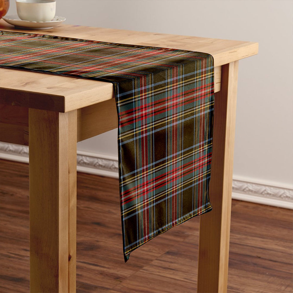 Stewart Black Weathered Tartan Crest Table Runner