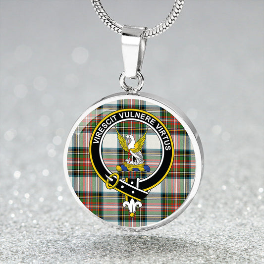 Stewart Dress Ancient Tartan Crest Circle Necklace