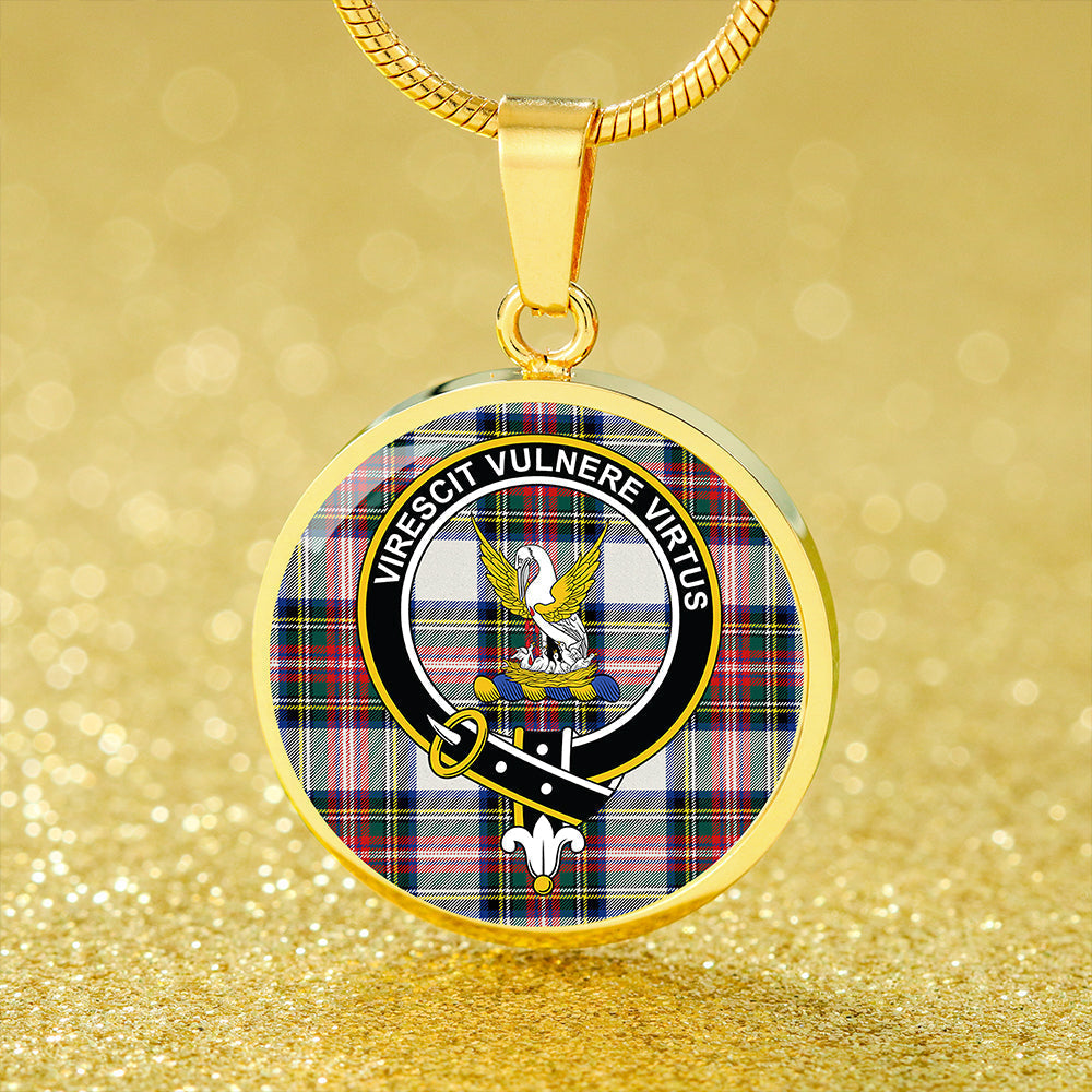 Stewart Dress Modern Tartan Crest Circle Necklace