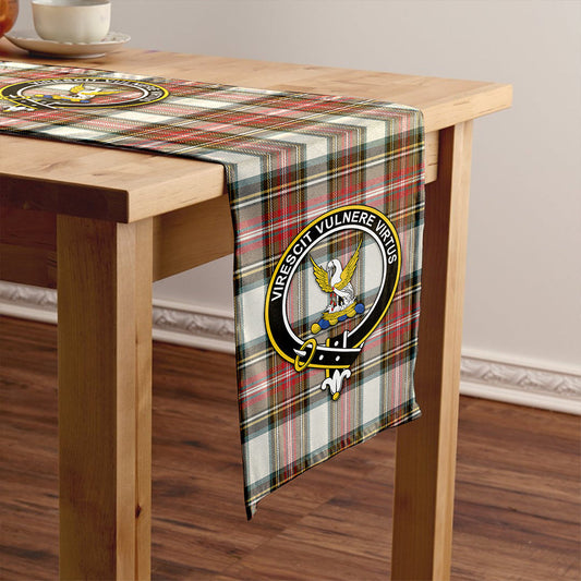 Stewart Dress Weathered Tartan Crest Table Runner