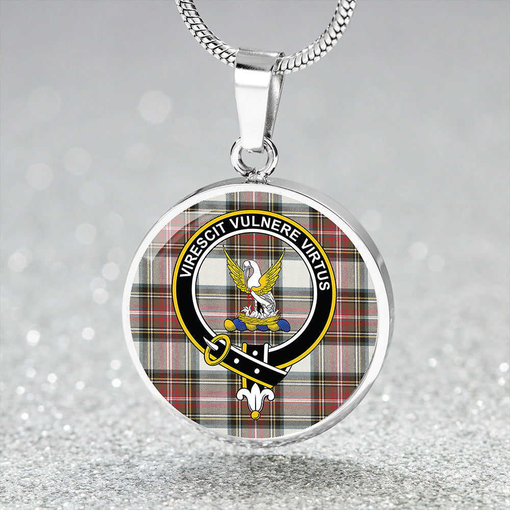 Stewart Dress Weathered Tartan Crest Circle Necklace