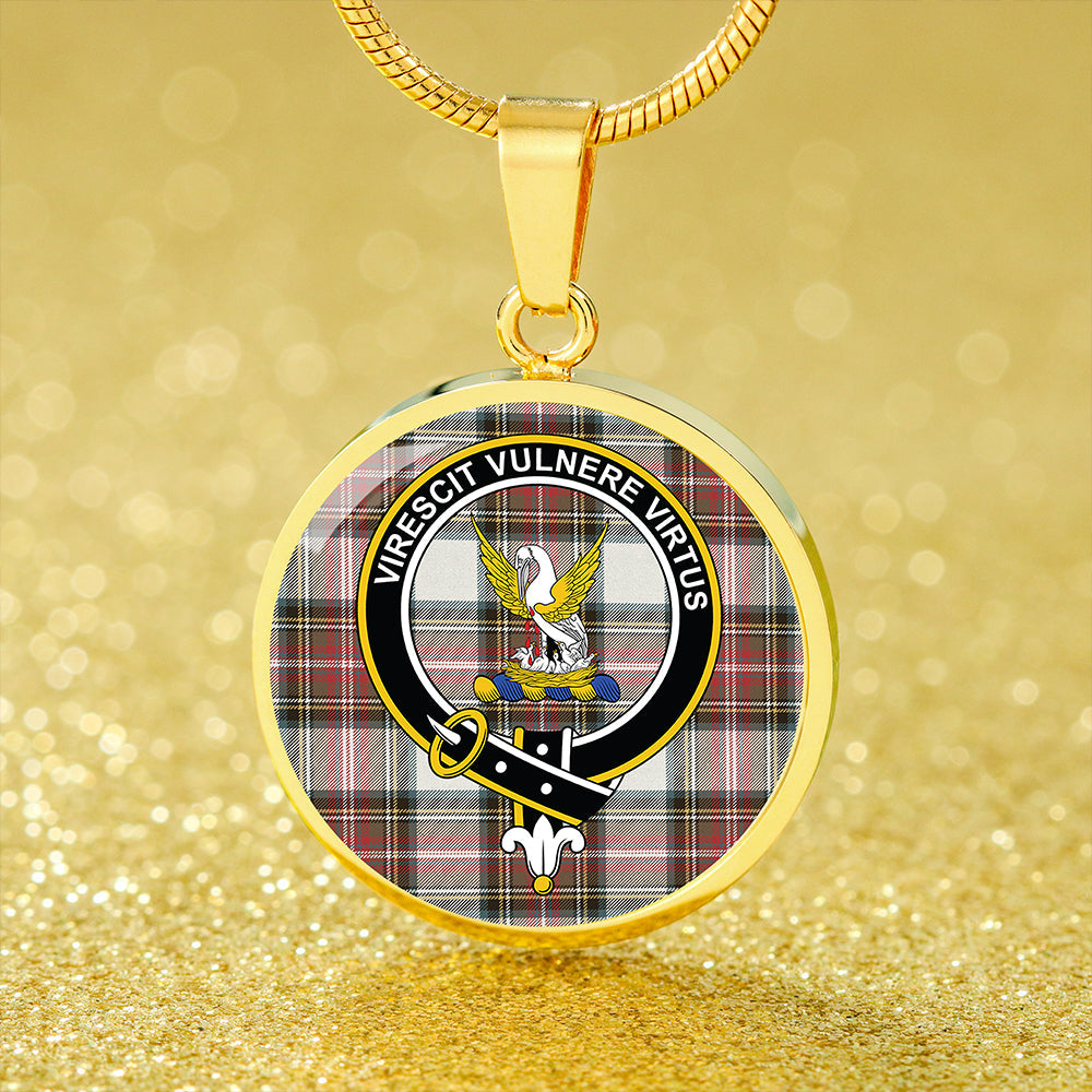 Stewart Dress Weathered Tartan Crest Circle Necklace