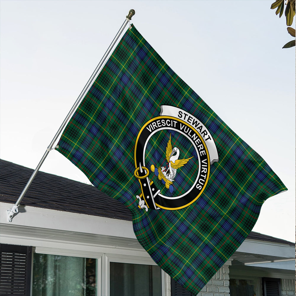 Stewart Hunting Modern Tartan Classic Crest House Flag