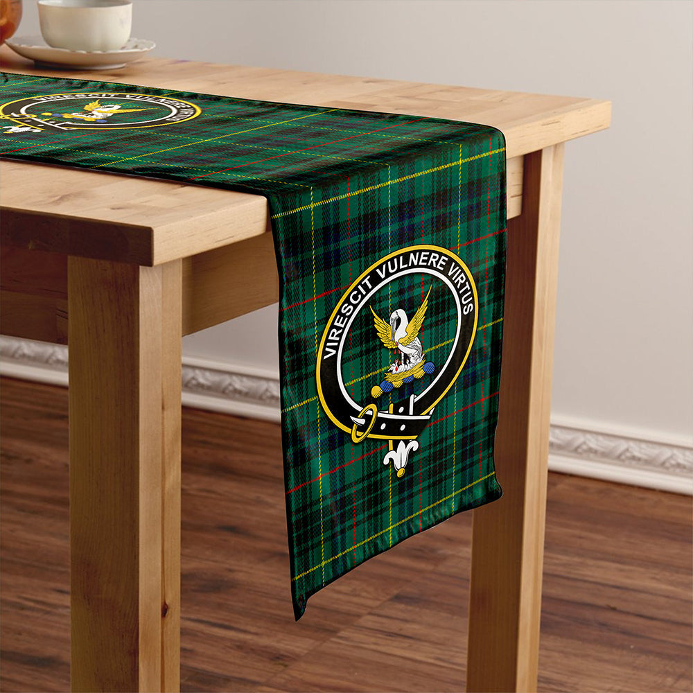 Stewart Hunting Modern Tartan Crest Table Runner