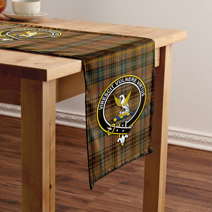 Stewart Hunting Weathered Tartan Crest Table Runner