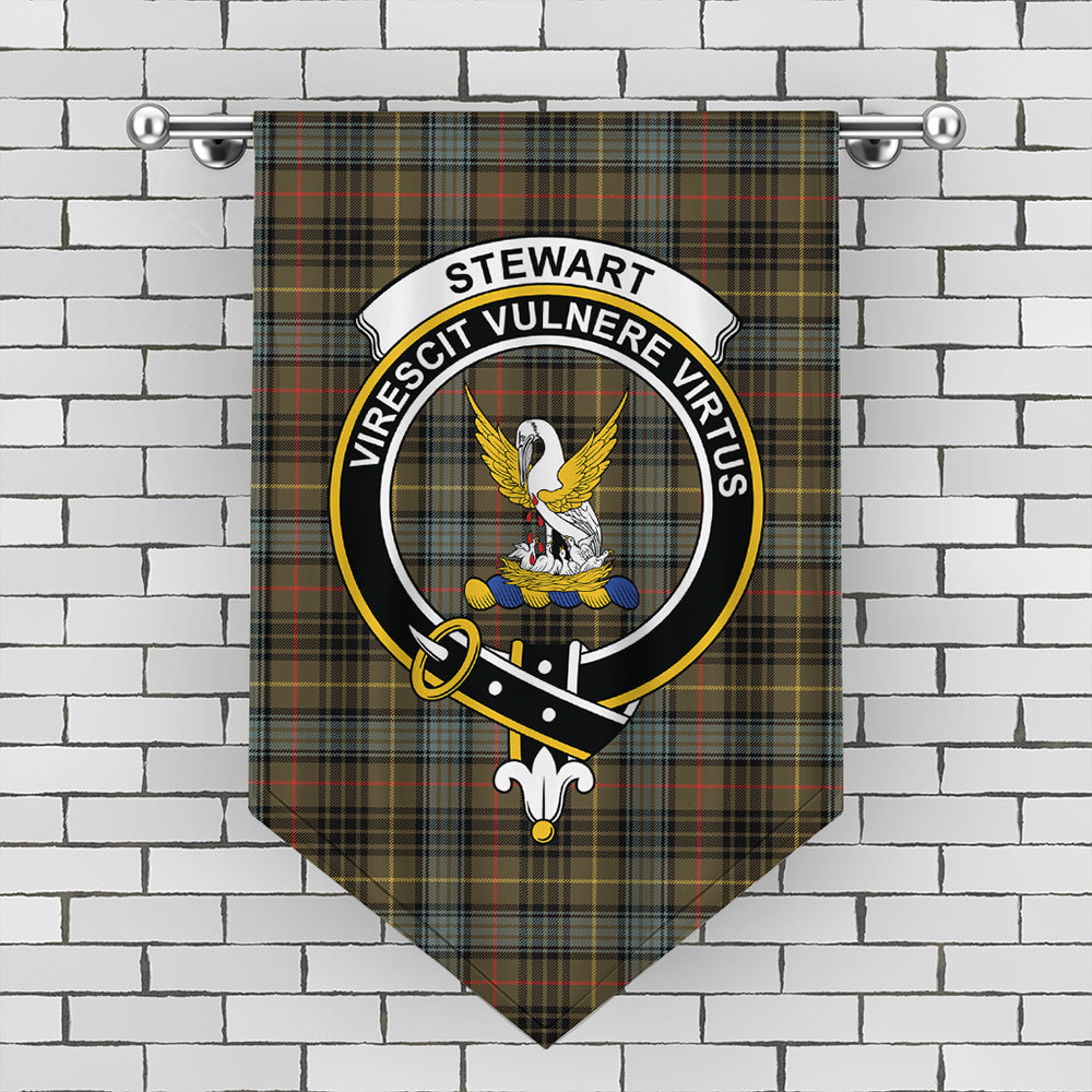 Stewart Hunting Weathered Tartan Crest Gonfalon