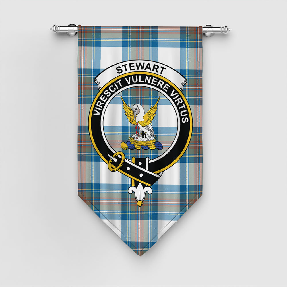 Stewart Muted Blue Tartan Crest Gonfalon