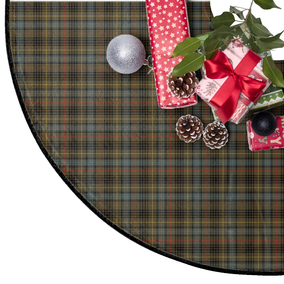 Stewart Hunting Weathered Tartan Plaid Christmas Tree Skirt