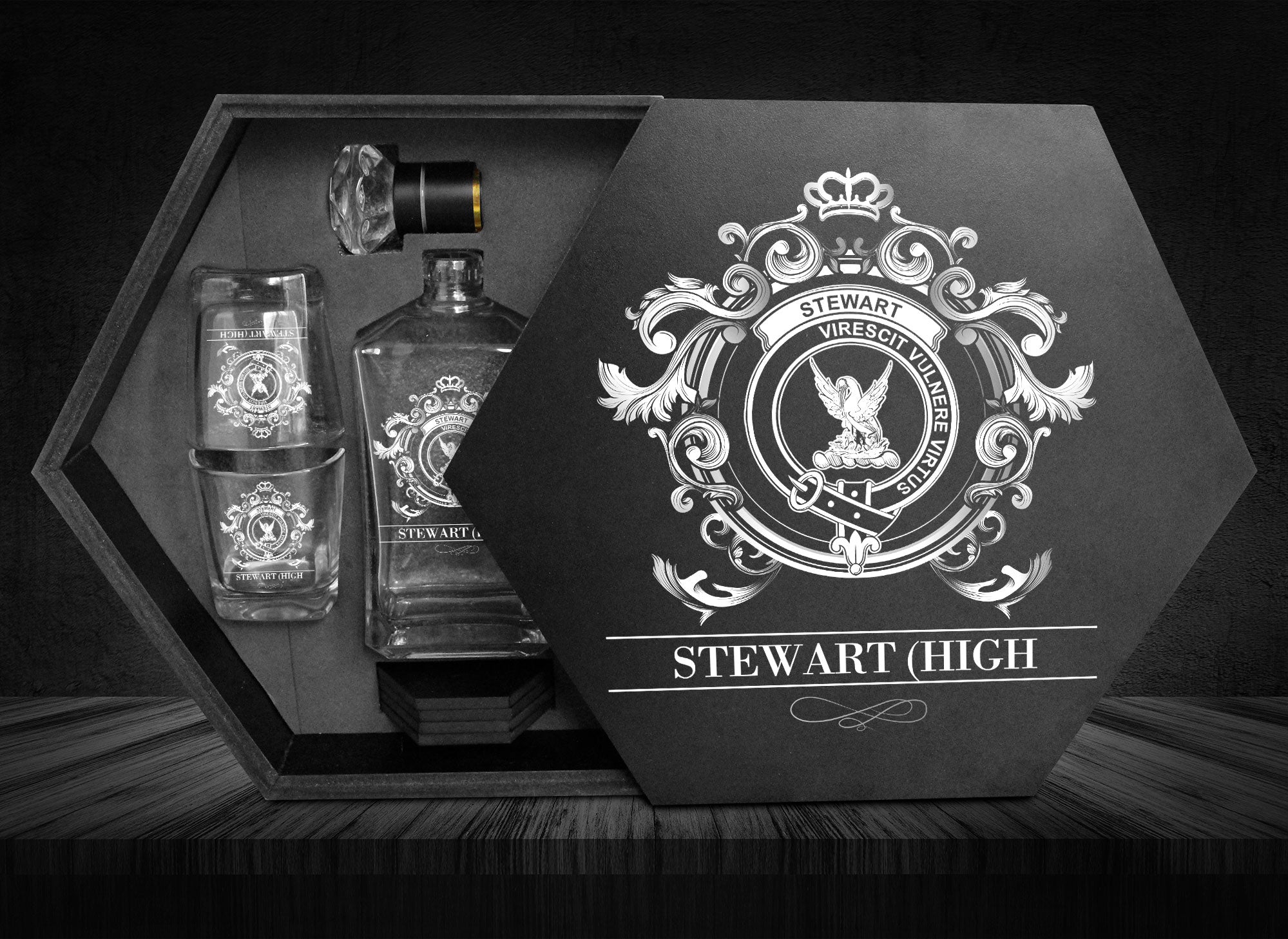 Stewart (High Stewards) Tartan Clan Decanter Set