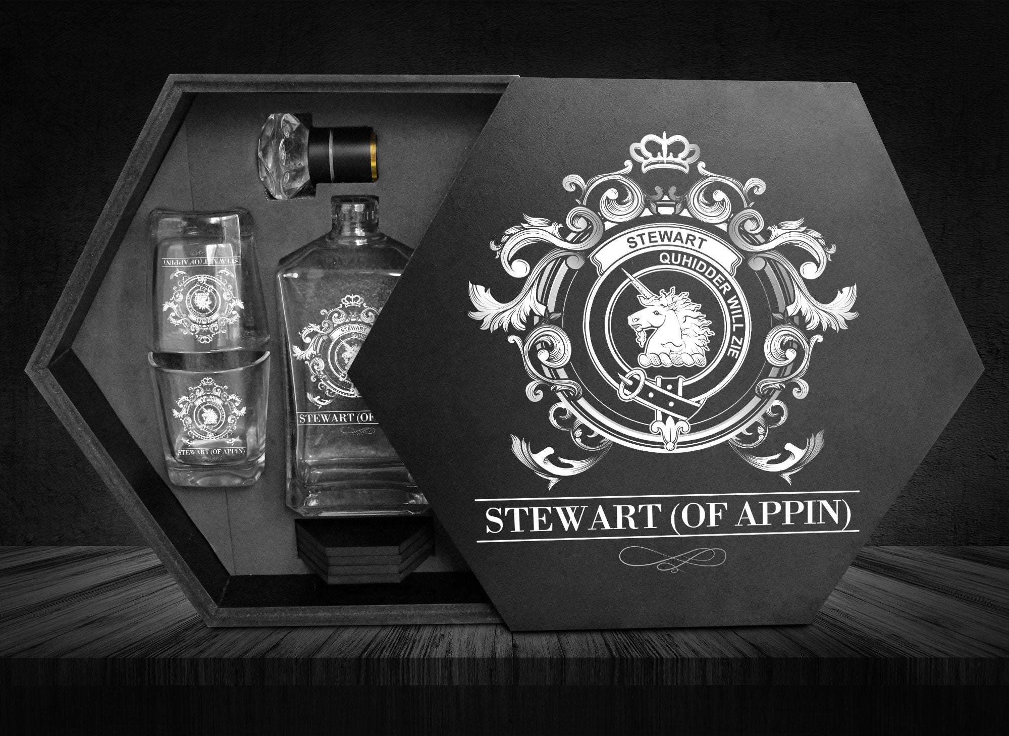 Stewart (of Appin) Tartan Clan Decanter Set