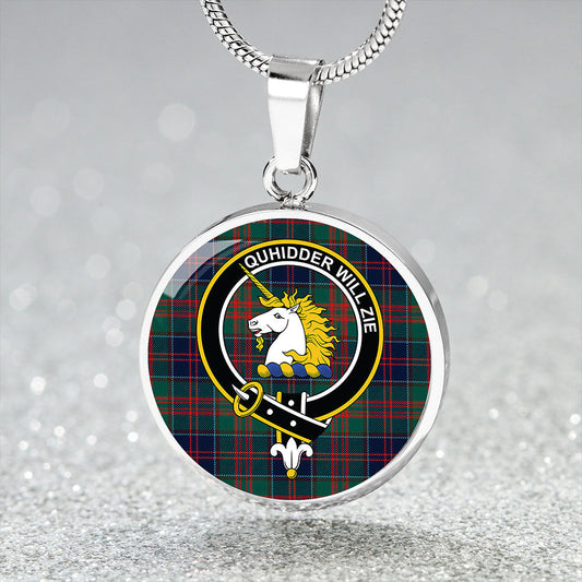 Stewart of Appin Hunting Modern Tartan Crest Circle Necklace