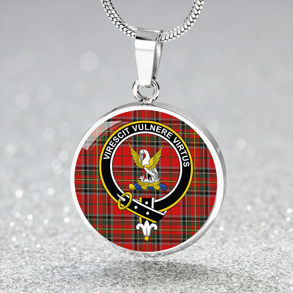 Stewart of Galloway Modern Tartan Crest Circle Necklace