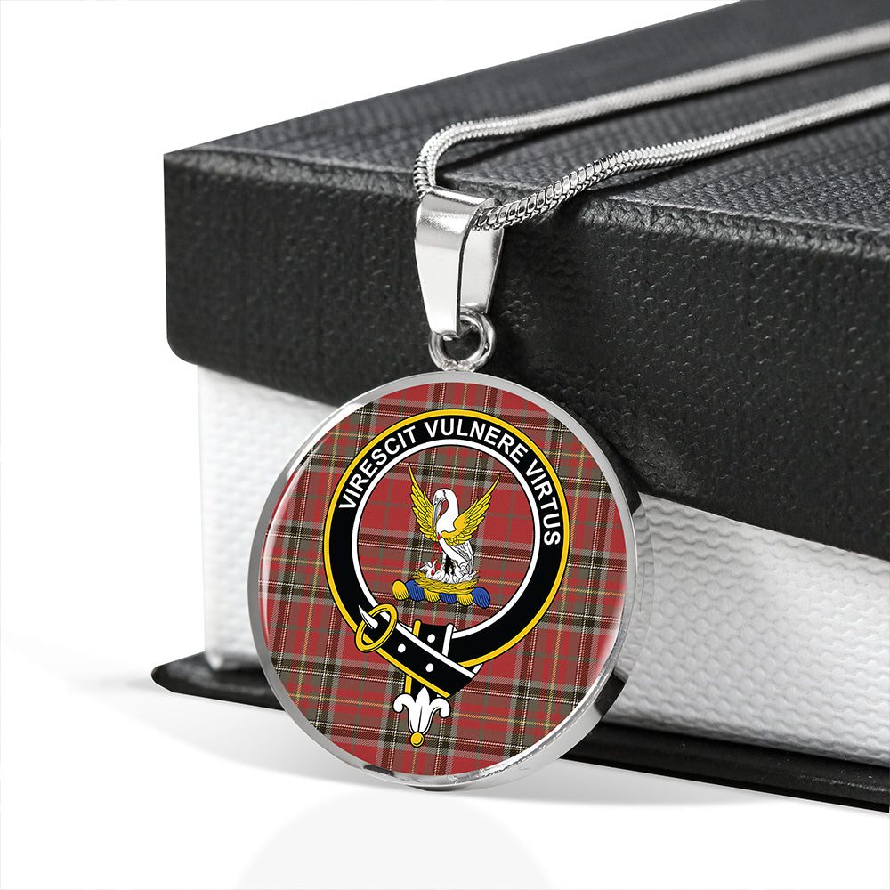 Stewart of Galloway Weathered Tartan Crest Circle Necklace