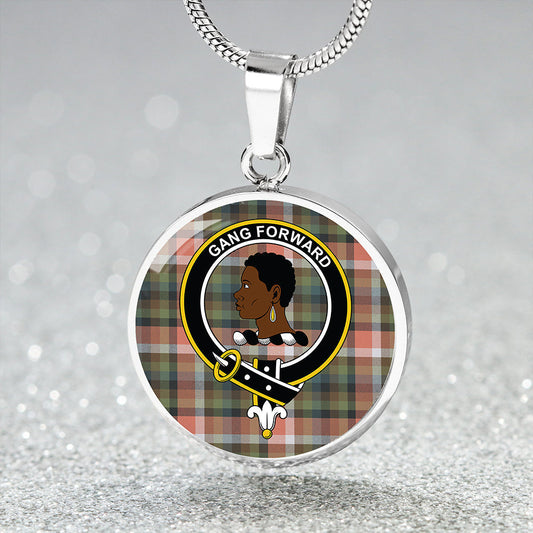 Stirling Millennium Weathered Tartan Crest Circle Necklace