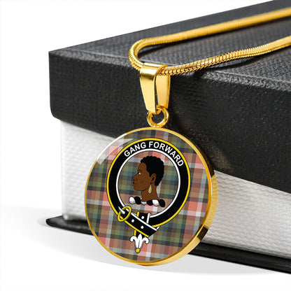 Stirling Millennium Weathered Tartan Crest Circle Necklace