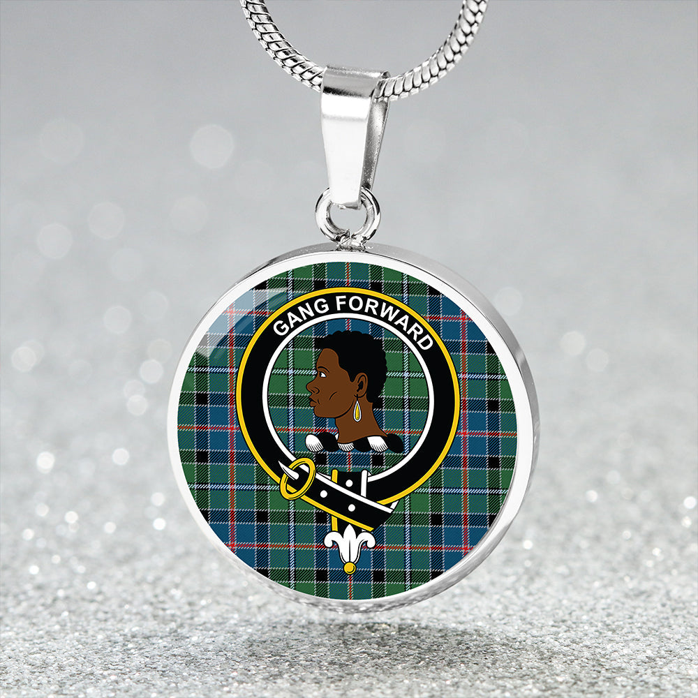 Stirling Modern Tartan Crest Circle Necklace