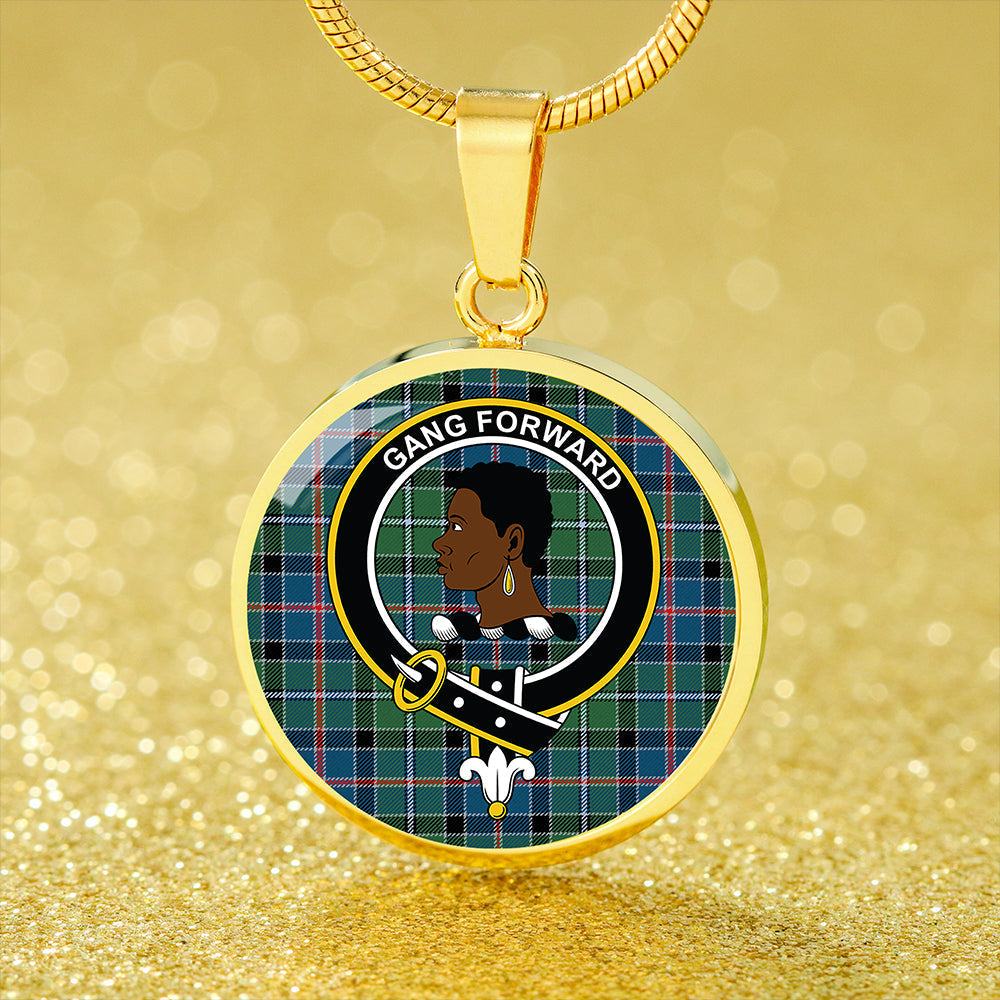 Stirling Modern Tartan Crest Circle Necklace