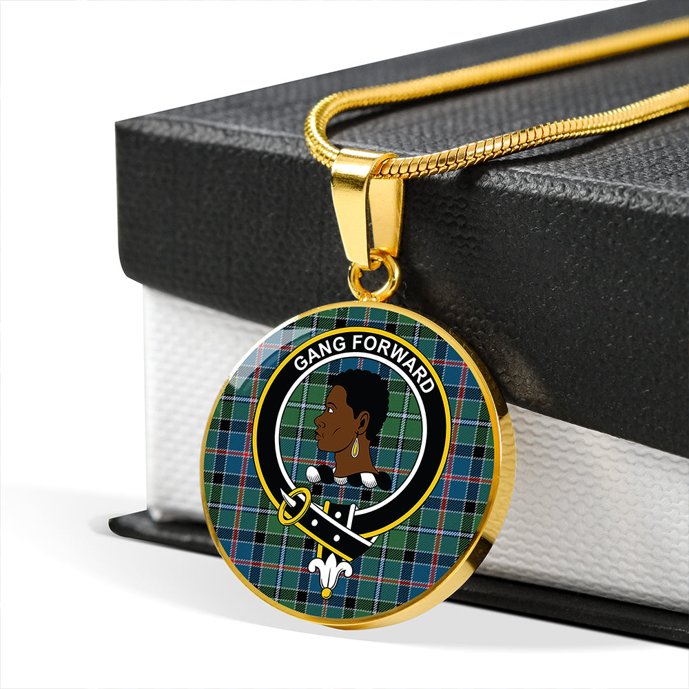 Stirling Modern Tartan Crest Circle Necklace