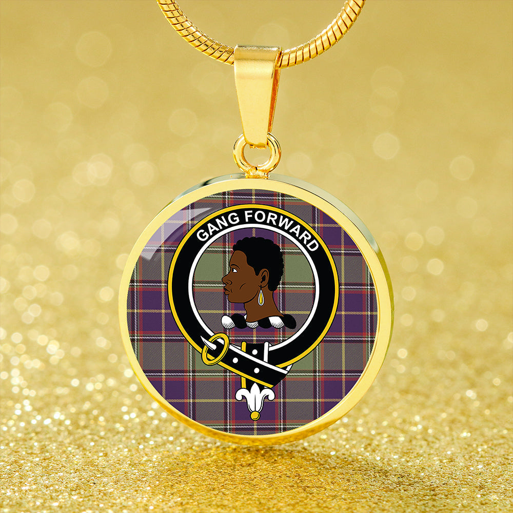 Stirling University of Tartan Weathered Tartan Crest Circle Necklace