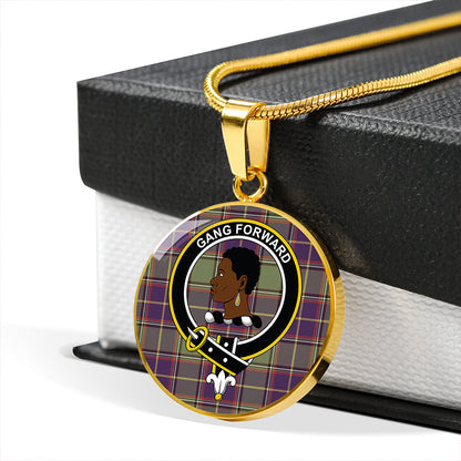 Stirling University of Tartan Weathered Tartan Crest Circle Necklace