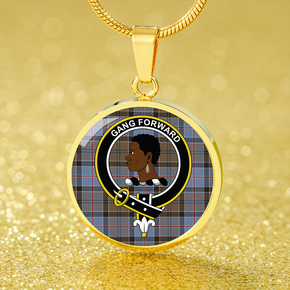 Stirling Weathered Tartan Crest Circle Necklace