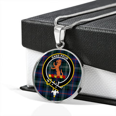 Sutherland Modern Tartan Crest Circle Necklace