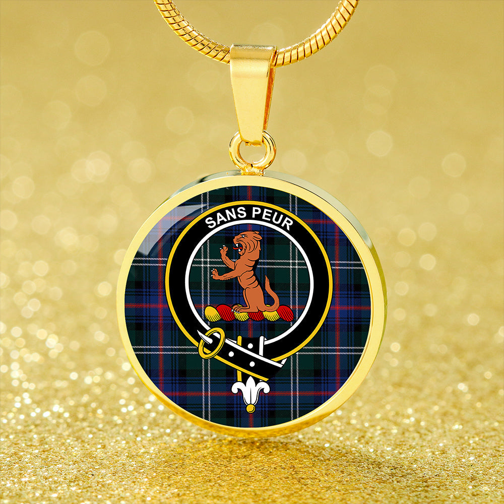 Sutherland Modern Tartan Crest Circle Necklace