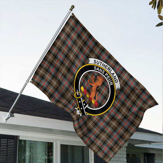 Sutherland Weathered Tartan Classic Crest House Flag