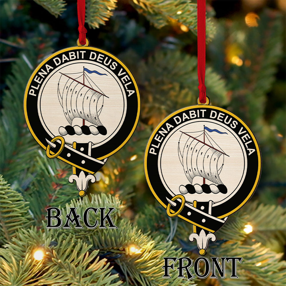 Tennant Tartan Crest Wood Acrylic Ornament