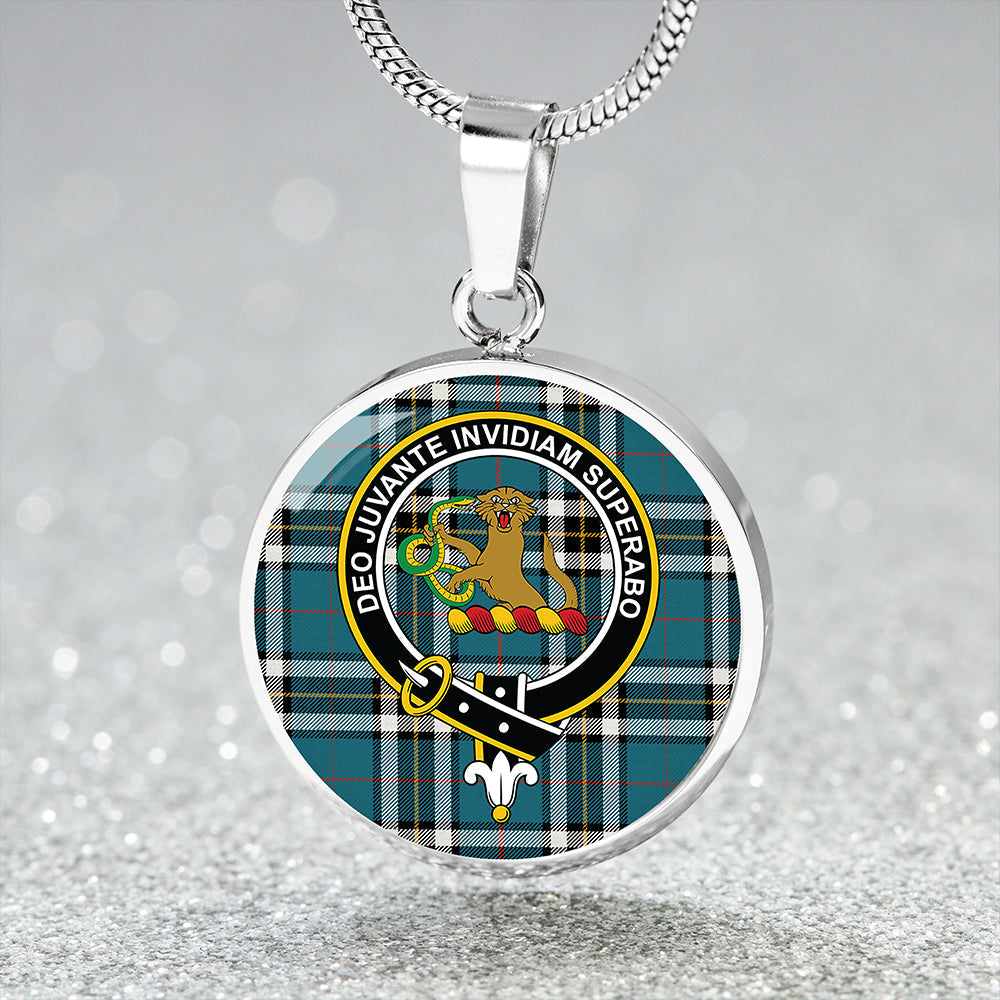 Thomson Blue (MacThomas Blue/Thompson Dress) Ancient Tartan Crest Circle Necklace