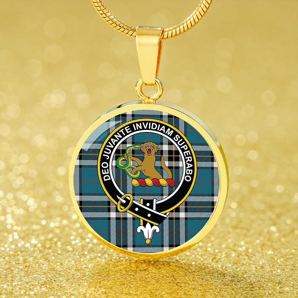 Thomson Blue (MacThomas Blue/Thompson Dress) Ancient Tartan Crest Circle Necklace