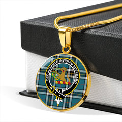 Thomson Blue (MacThomas Blue/Thompson Dress) Ancient Tartan Crest Circle Necklace