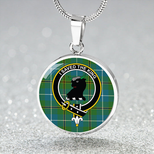 Turnbull Hunting Ancient Tartan Crest Circle Necklace