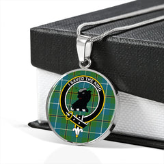 Turnbull Hunting Ancient Tartan Crest Circle Necklace