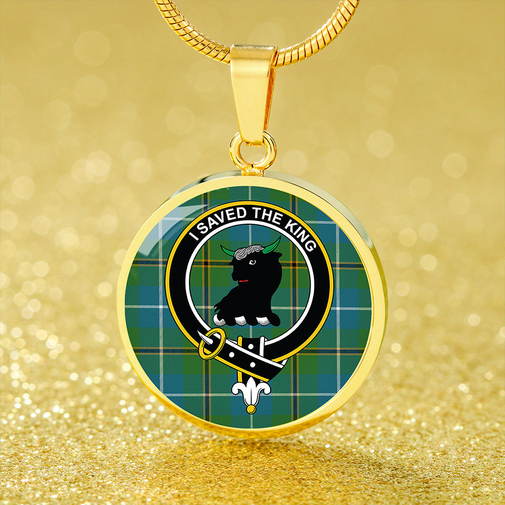 Turnbull Hunting Ancient Tartan Crest Circle Necklace