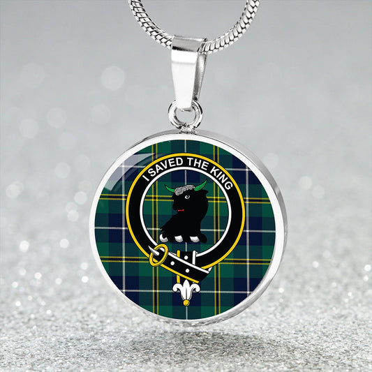 Turnbull Hunting Modern Tartan Crest Circle Necklace