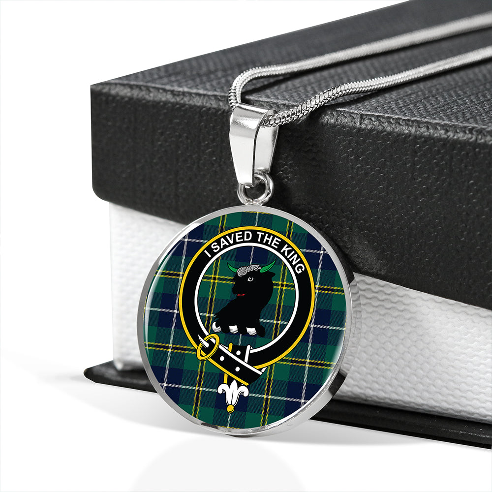 Turnbull Hunting Modern Tartan Crest Circle Necklace