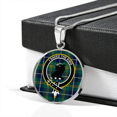 Turnbull Hunting Modern Tartan Crest Circle Necklace
