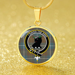 Turnbull Hunting Weathered Tartan Crest Circle Necklace