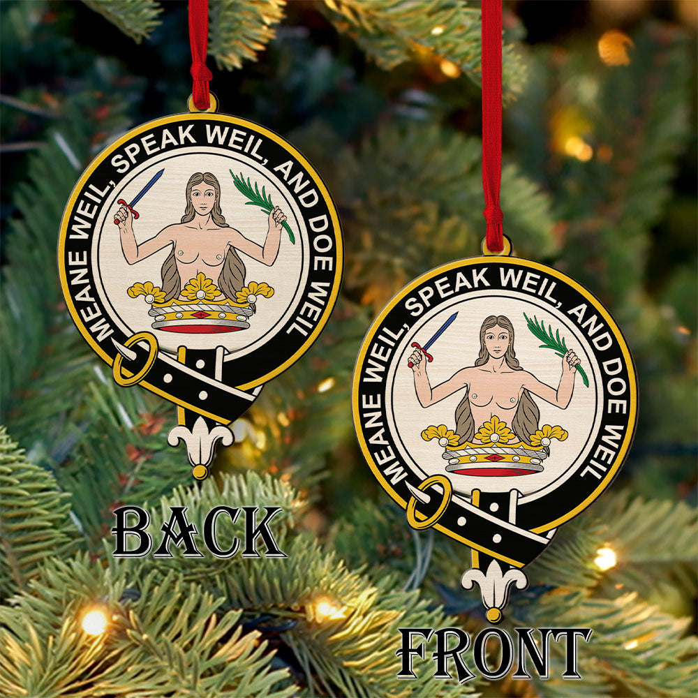 Urquhart Tartan Crest Wood Acrylic Ornament