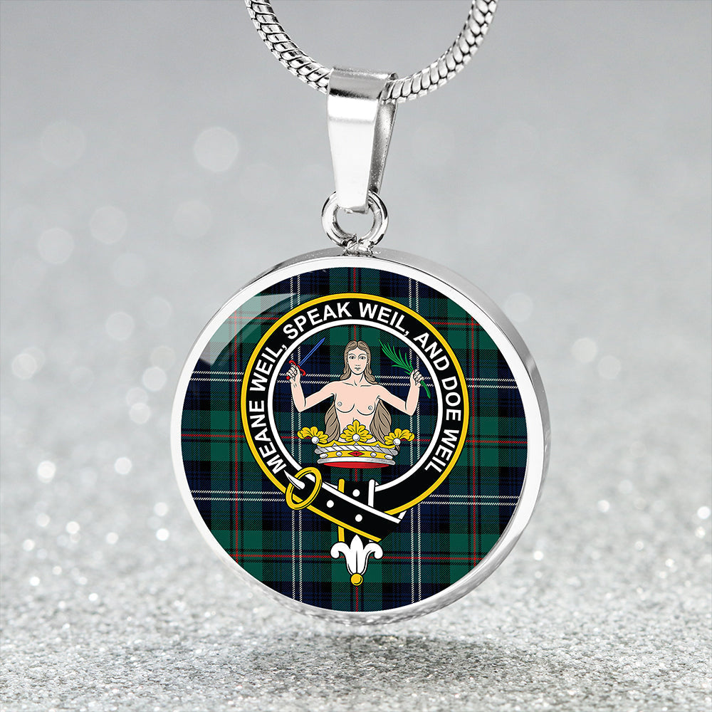 Urquhart Modern Tartan Crest Circle Necklace