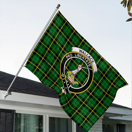 Wallace Hunting - Green Tartan Classic Crest House Flag