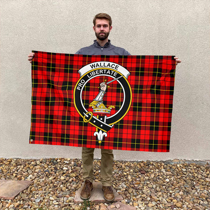 Wallace Hunting - Red Tartan Classic Crest House Flag