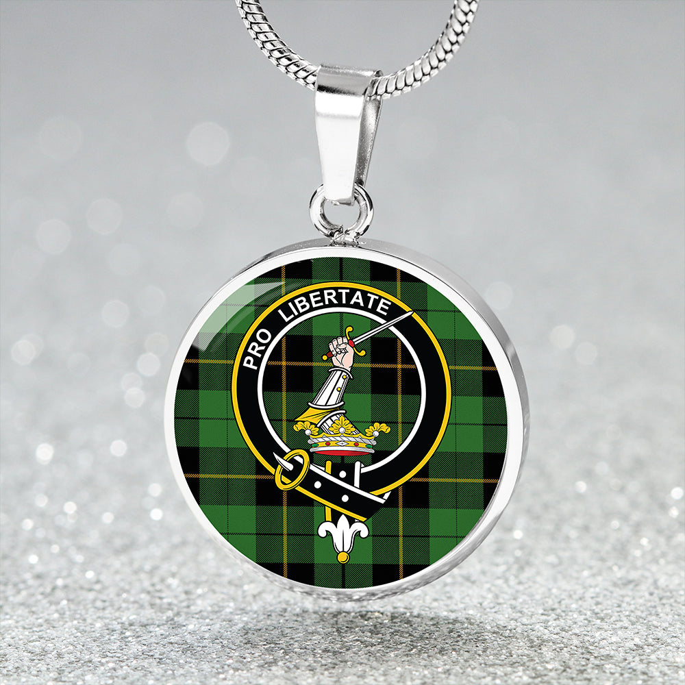 Wallace Hunting (Wallas Hunting) Ancient Tartan Crest Circle Necklace