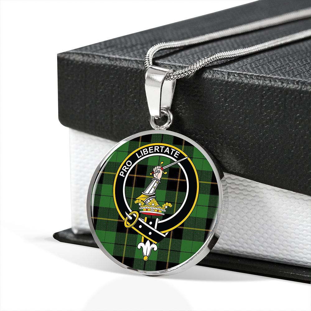 Wallace Hunting (Wallas Hunting) Ancient Tartan Crest Circle Necklace
