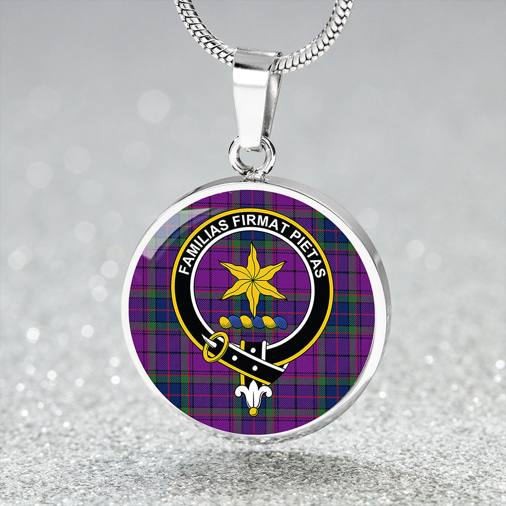 Wardlaw Modern Tartan Crest Circle Necklace